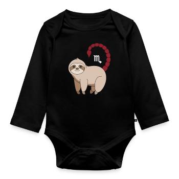 Skorpion Sternzeichen Faultier mit Symbol - Baby Bio-Langarm-Body - Schwarz - Vorne