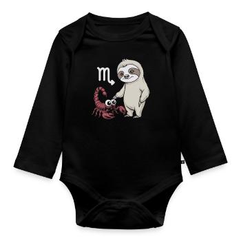 Scorpio zodiac sign sloth meets cute - Organic Longsleeve Baby Bodysuit - black - Front
