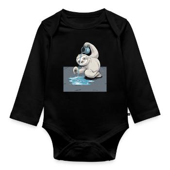 Verseau paresseux Illustration du zodiaque - Body Bébé bio manches longues - noir - Devant