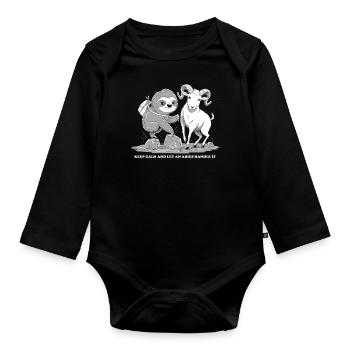 Bleib Ruhig Und Lass Einen Widder Aries Zodiac - Baby Bio-Langarm-Body - Schwarz - Vorne