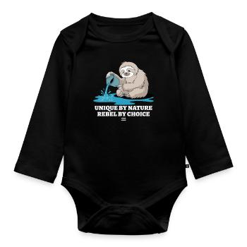 Wassermann-Zodiak Faultier Einzigartig Naturgemäß - Baby Bio-Langarm-Body - Schwarz - Vorne