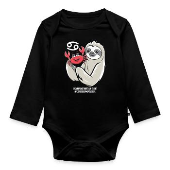 Cancer Zodiac Sign Sloth Empathy Is Mine - Organic Longsleeve Baby Bodysuit - black - Front