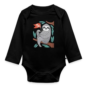 Paresseux Capricorne : votre signe du zodiaque avec charme - Body Bébé bio manches longues - noir - Devant