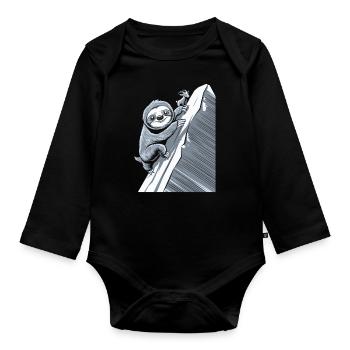 Steinbock-Zodiak Faultier Am Berg - Baby Bio-Langarm-Body - Schwarz - Vorne