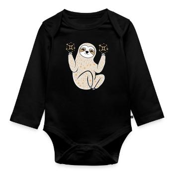 Gémeaux Zodiaque Paresseux Magique - Body Bébé bio manches longues - noir - Devant