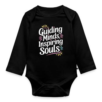 Teachers: Leading Minds, Inspiring Souls - Organic Longsleeve Baby Bodysuit - black - Front
