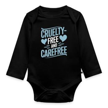 Végétarien végétalien sans cruauté et sans soucis - Body Bébé bio manches longues - noir - Devant