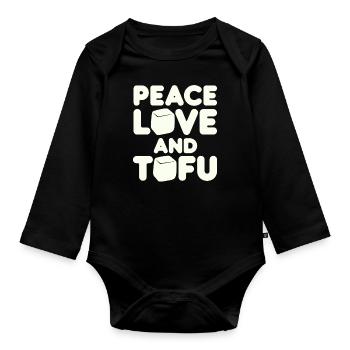 Frieden Liebe Und Tofu Vegan Vegetarisch - Baby Bio-Langarm-Body - Schwarz - Vorne
