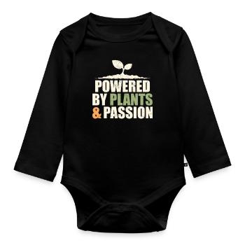 Angetrieben Von Pflanzen & Leidenschaft: Vegan - Baby Bio-Langarm-Body - Schwarz - Vorne