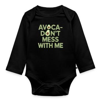 Avocado Vegan Vegetarian Humor - Organic Longsleeve Baby Bodysuit - black - Front