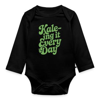 Vegan Vegetarier Kale-ing It Jeden Tag - Baby Bio-Langarm-Body - Schwarz - Vorne