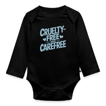 Végétarien végétalien sans cruauté et sans soucis - Body Bébé bio manches longues - noir - Devant