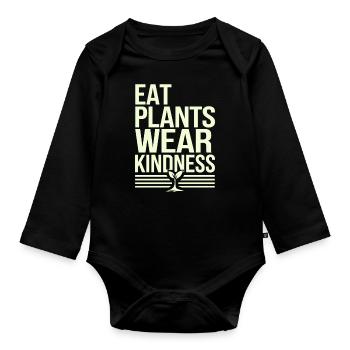 Eat Plants Lazy Friendliness Vegan - Organic Longsleeve Baby Bodysuit - black - Front