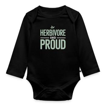 Herbivore Et Fier - Pride Vegan Végétarien - Body Bébé bio manches longues - noir - Devant
