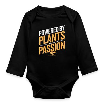 Propulsé Par Les Plantes Et La Passion - Végétalien Végétarien - Body Bébé bio manches longues - noir - Devant