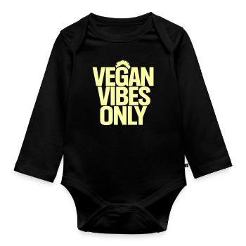Vegan Vibes Only: Veganes Leben Inspirieren - Baby Bio-Langarm-Body - Schwarz - Vorne
