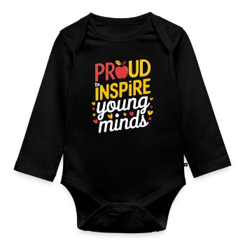 De jeunes esprits fiers pour inspirer les enseignants - Body Bébé bio manches longues - noir - Devant
