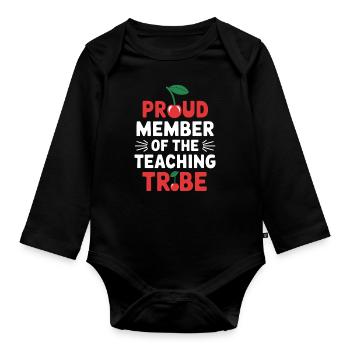 Fier membre de la tribu des enseignants - Body Bébé bio manches longues - noir - Devant
