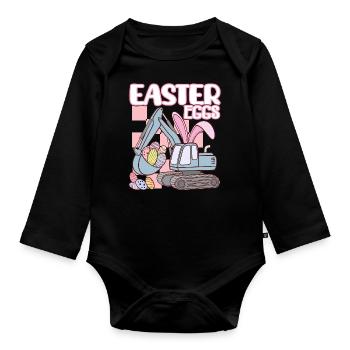 Easter eggs - Baby Bio-Langarm-Body - Schwarz - Vorne