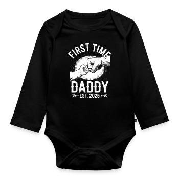 Première fois Papa Est. 2025 - Body Bébé bio manches longues - noir - Devant