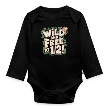 Halbjähriger Geburtstag Wild Und Frei - Baby Bio-Langarm-Body - Schwarz - Vorne
