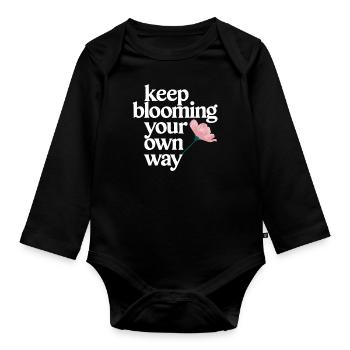 Continuez à vous épanouir à votre façon Dicton de motivation - Body Bébé bio manches longues - noir - Devant