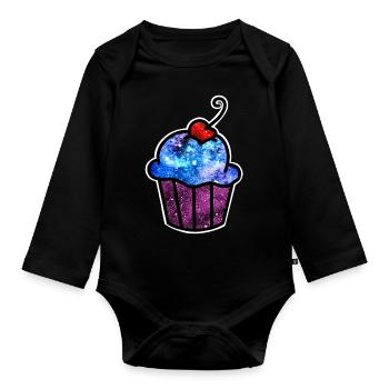 Cosmic Cupcake - Organic Longsleeve Baby Bodysuit - black - Front
