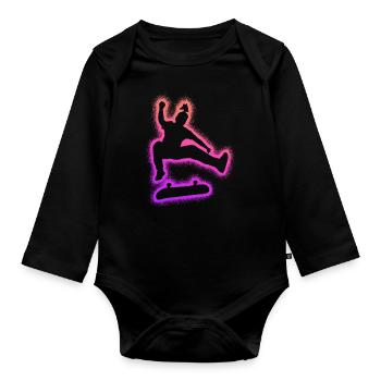 patinage skateur skateur fille planche à roulettes - Body Bébé bio manches longues - noir - Devant