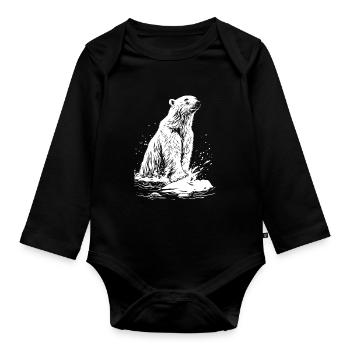Polar bear - Organic Longsleeve Baby Bodysuit - black - Front