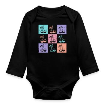 Cherries Colorful Summer - Organic Longsleeve Baby Bodysuit - black - Front