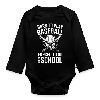 Baseball School Dilemma - Organic Longsleeve Baby Bodysuit - black - Front