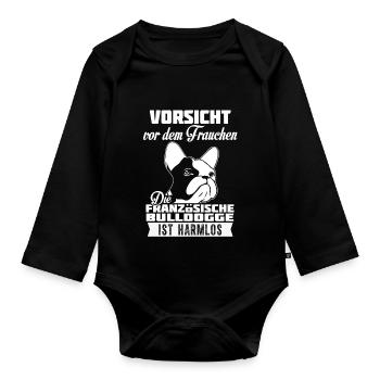 FRANZÖSISCHE BULLDOGGE - Baby Bio-Langarm-Body - Schwarz - Vorne