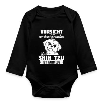 Shih Tzu - Organic Longsleeve Baby Bodysuit - black - Front
