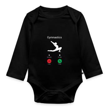 Gymnastics is calling! - Organic Longsleeve Baby Bodysuit - black - Front