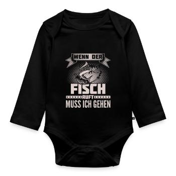 Der Fisch - Ruft mich - Baby Bio-Langarm-Body - Schwarz - Vorne