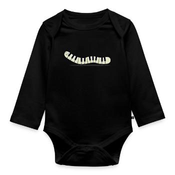 Caterpillar piano - Funny - Organic Longsleeve Baby Bodysuit - black - Front