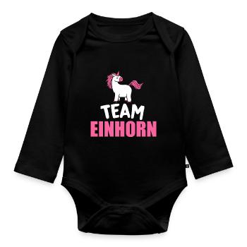 Team Einhorn JGA Junggessellenabschied - Baby Bio-Langarm-Body - Schwarz - Vorne