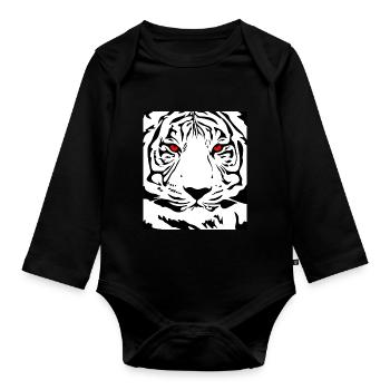 Tieger, animal, animals, cat, wildcat, big cat, nature - Organic Longsleeve Baby Bodysuit - black - Front