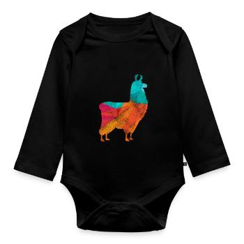 Lama Geschenk Lamas Tiere Wolle Love LLama - Baby Bio-Langarm-Body - Schwarz - Vorne