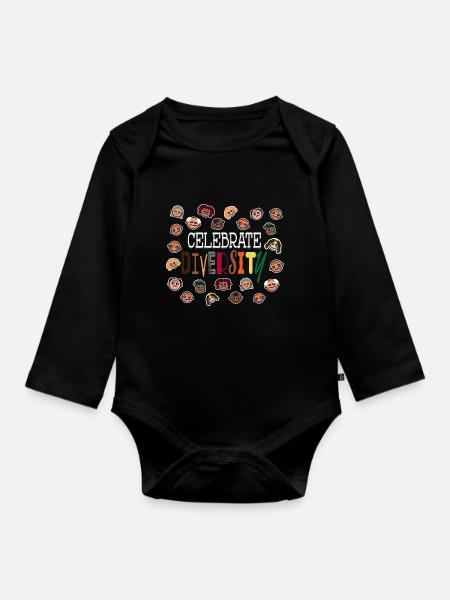 Celebrate Diversity - Vielfalt feiern - Baby Bio-Langarm-Body - Schwarz