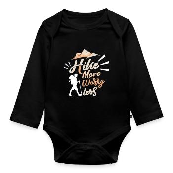 Randonnée plus - s'inquiéter moins - Body Bébé bio manches longues - noir - Devant