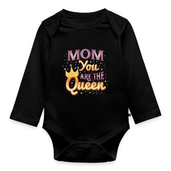 Maman, tu es le cadeau de la fête des mères de la reine mère - Body Bébé bio manches longues - noir - Devant