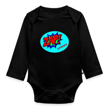 Superhero (Superheld) - Baby Bio-Langarm-Body - Schwarz - Vorne
