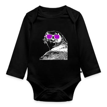 Otter mit Sonnenbrille - Baby Bio-Langarm-Body - Schwarz - Vorne
