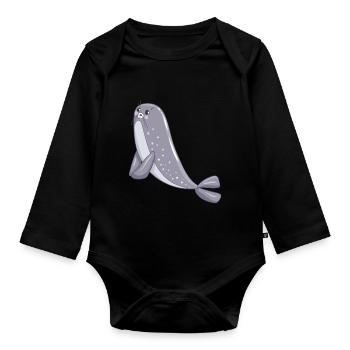 Phoque - Body Bébé bio manches longues - noir - Devant