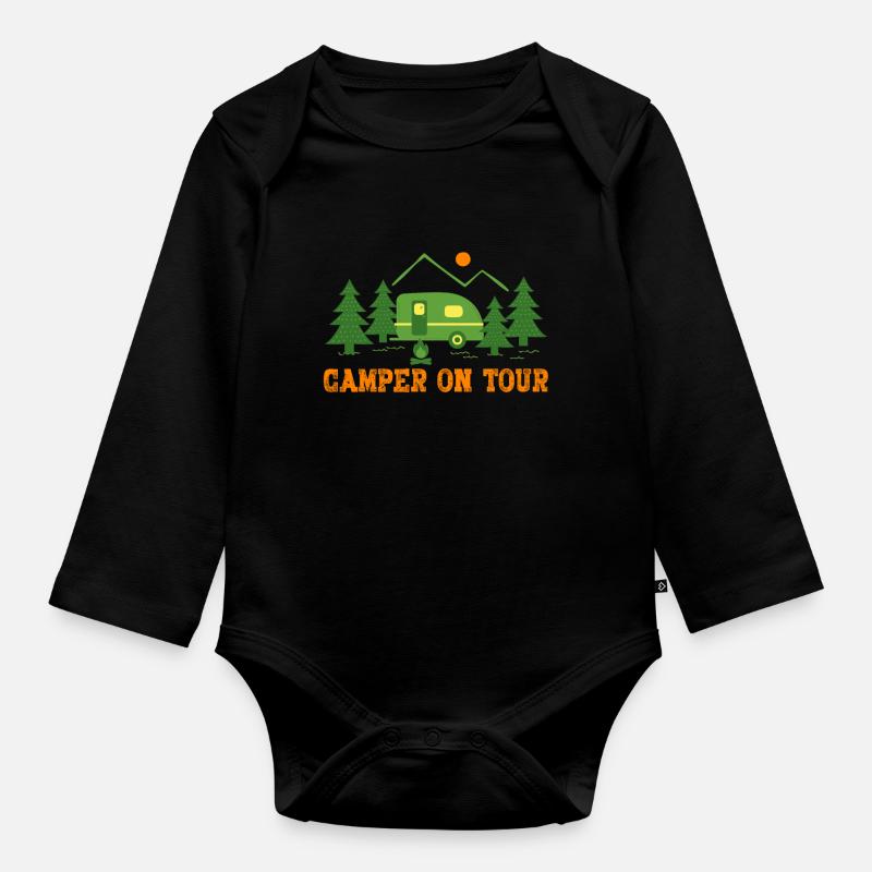 Camping caravane - Body Bébé bio manches longues - noir
