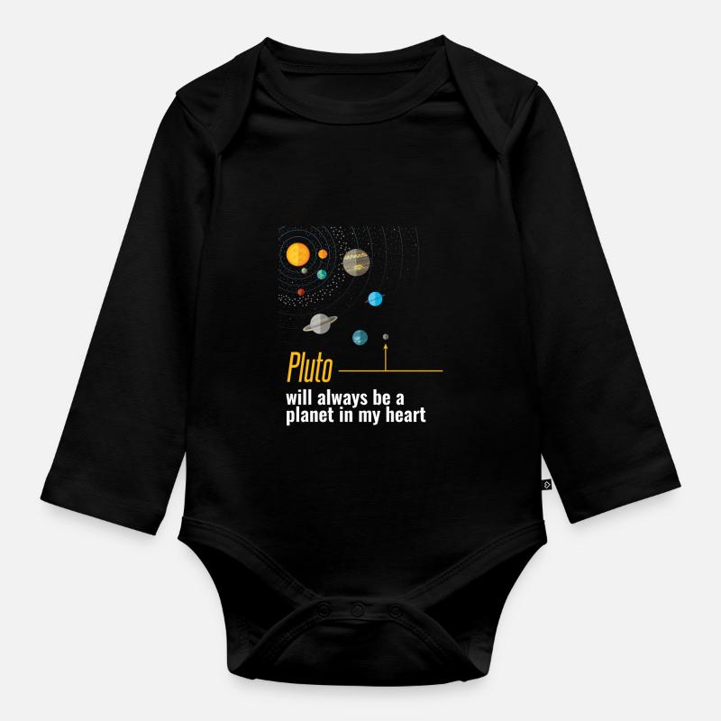 Pluto wird immer ein Planet in meinem Herzen sein - Baby Bio-Langarm-Body - Schwarz