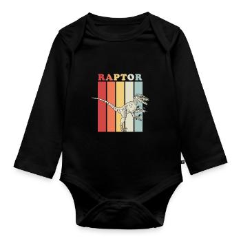 Raptor cadeau rétro - Body Bébé bio manches longues - noir - Devant