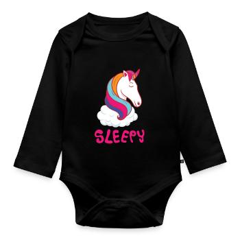 Unicorn Sleeping Unicorn Sleep Gift - Organic Longsleeve Baby Bodysuit - black - Front