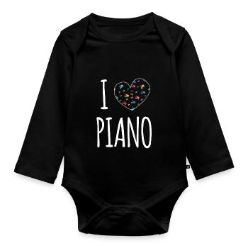 Piano Piano Player I Love Piano Shirt Gift - Organic Longsleeve Baby Bodysuit - black - Front